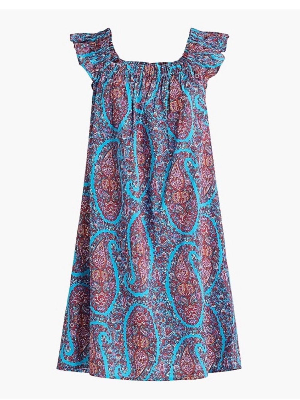 J. Crew Re-Imagined Blue Paisley Floral Flutter Sleeve Mini Dress Size Medium